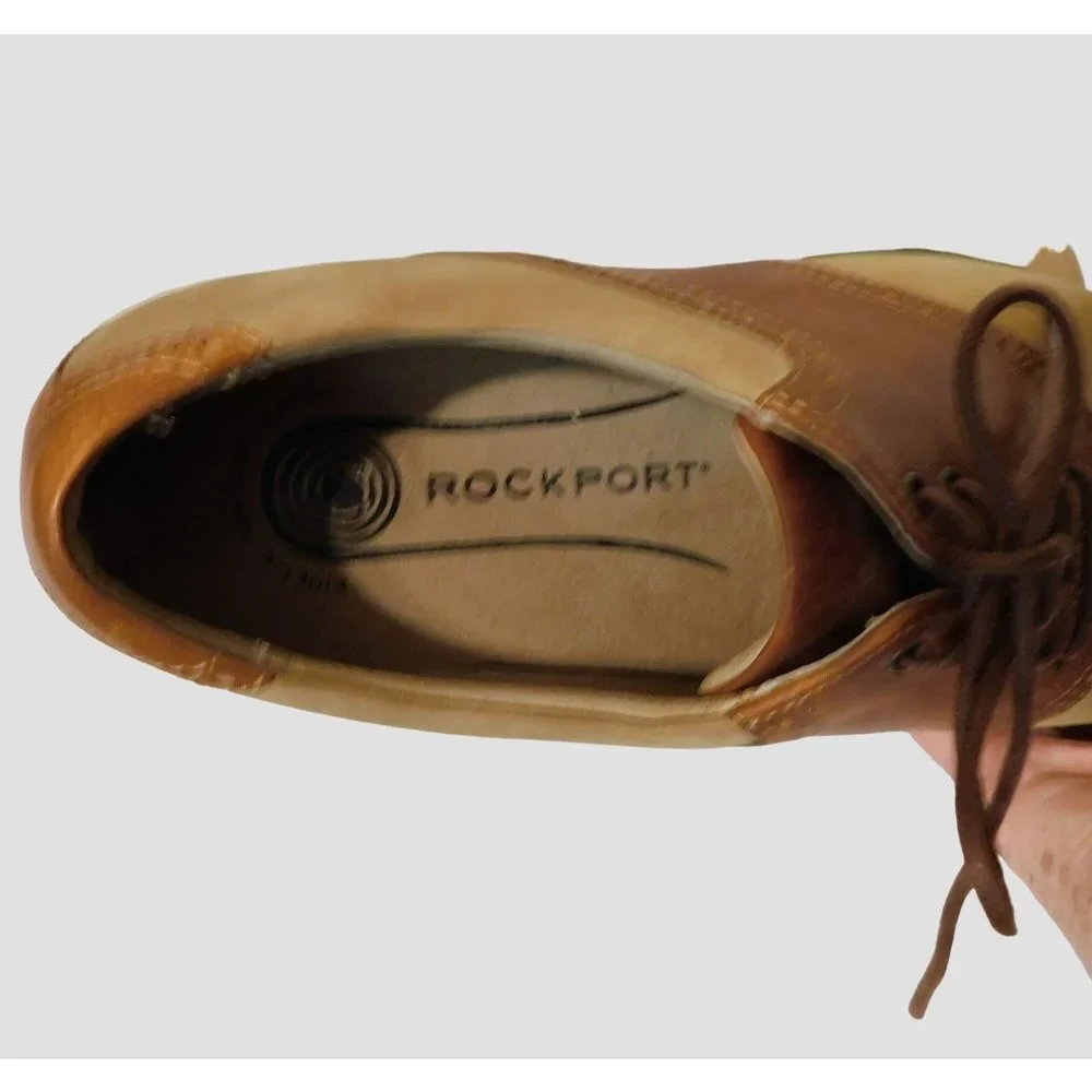 Rockport Mens Shoes 10M Leather Oxford Ties Brown Tan